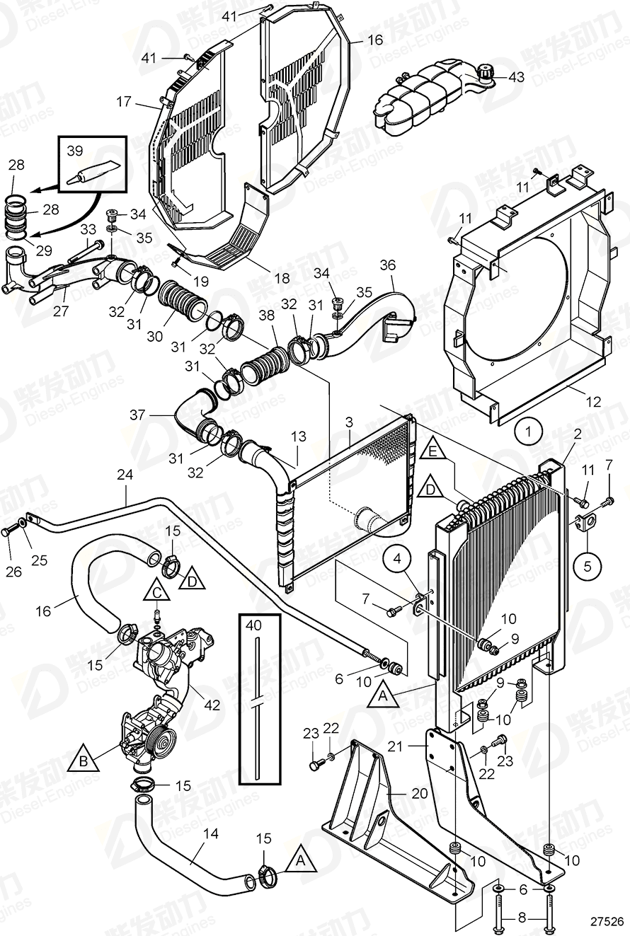 VOLVO Fan shroud, left 21034716 Drawing